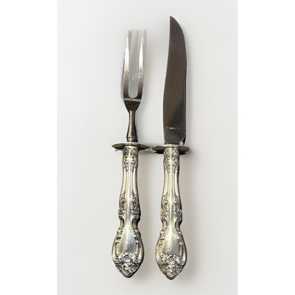 Gorham Melrose Sterling Silver 2pc Steak Carving Set Knife 10" Fork 8 3/4"